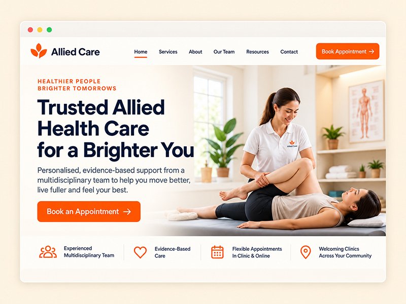Placeholder screenshot of an allied health clinic homepage