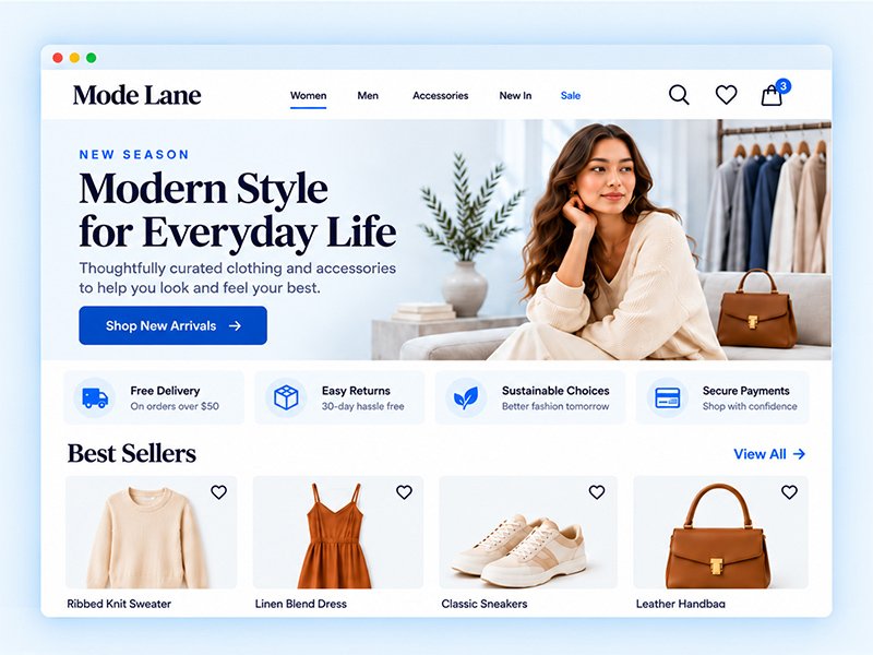 Placeholder screenshot of a fashion retailer's online store