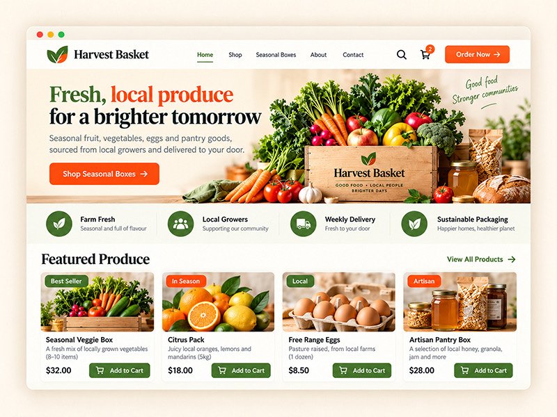 Placeholder screenshot of a local produce online shop